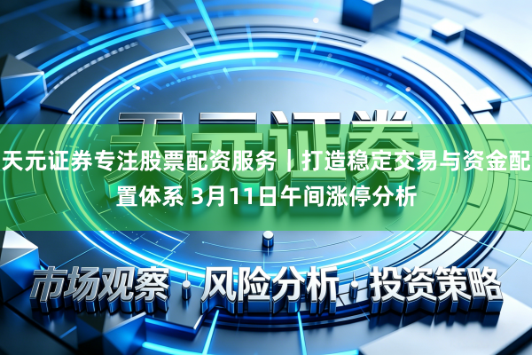 天元证券专注股票配资服务｜打造稳定交易与资金配置体系 3月11日午间涨停分析